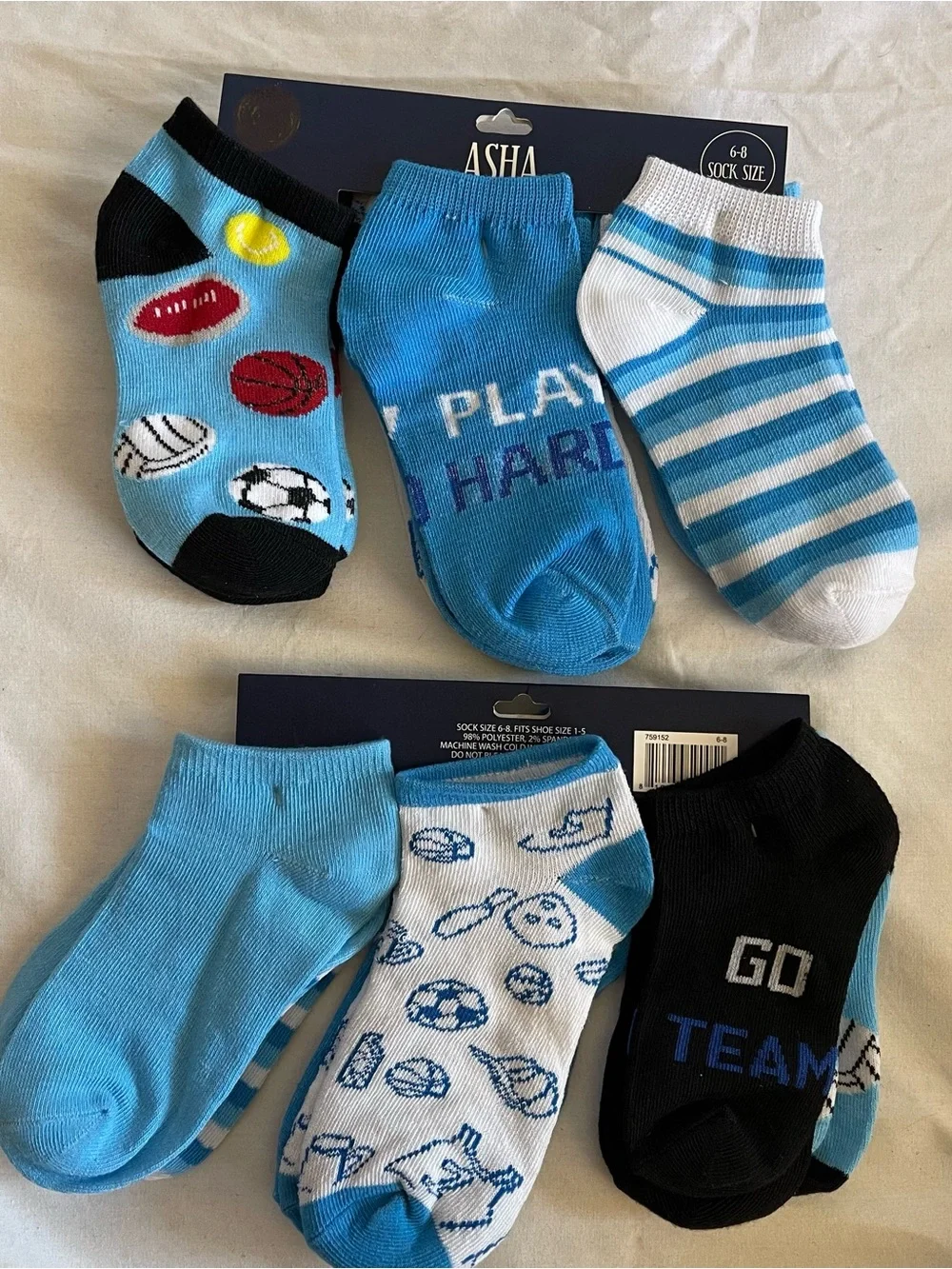 12 Pair kids no-show Socks Size 4-6, Shoe Size 2-4T boys/unisex Sports Design
